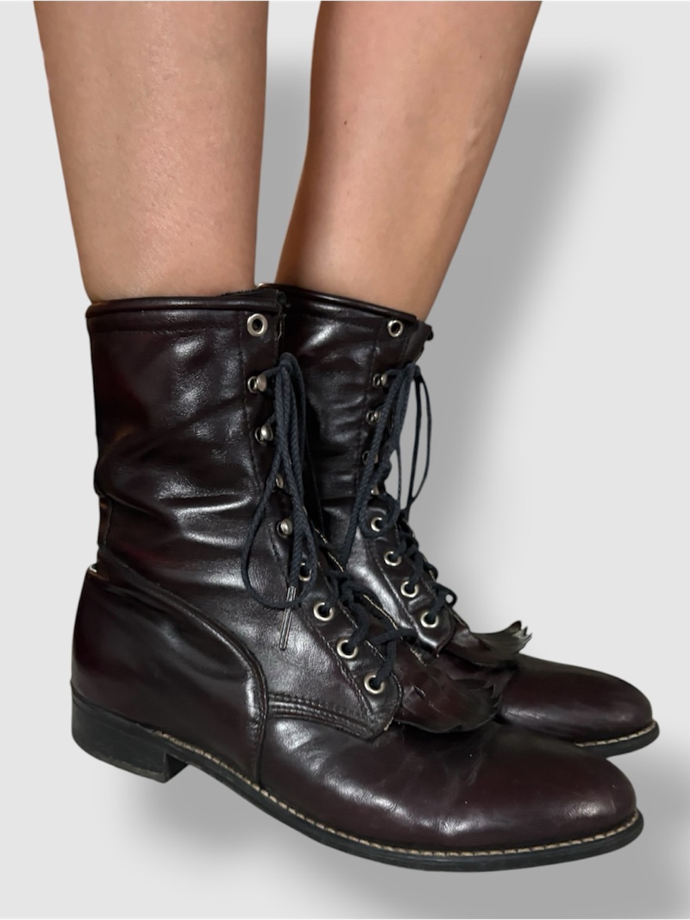 Vintage Made in USA Burgundy Kiltie Leather Boots